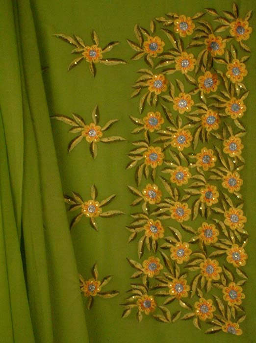 Lime Green Suit with Floral Embroidery