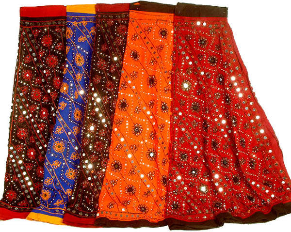 Lot of Five Ghagra Skirts with Large Sequins