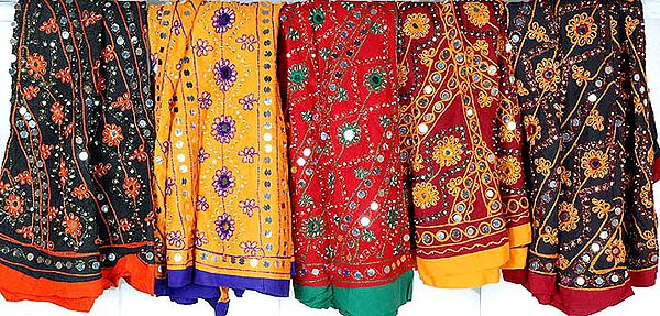 Lot of Five Ghagra Skirts with Large Sequins