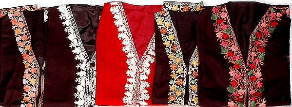 Lot of Five Kashmiri Waistcoats with Aari Embroidery