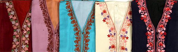 Lot of Five Kashmiri Sleeveless Jackets with Aari Embroidery