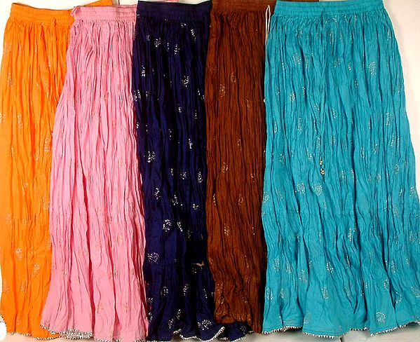 Lot of Five Malmal Ghagra Skirts