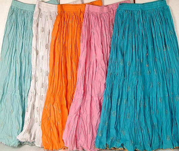 Lot of Five Malmal Ghagra Skirts