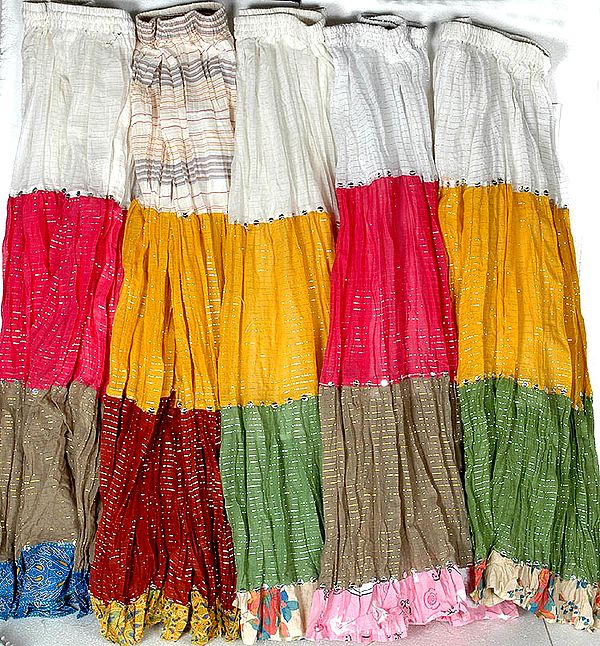 Lot of Five Malmal Skirts with Gota Border