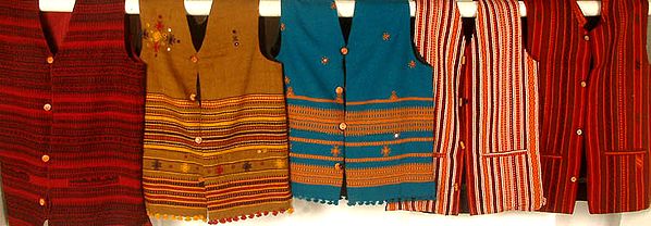 Lot of Five Pure Wool Sleeveless Jackets from Kutchh