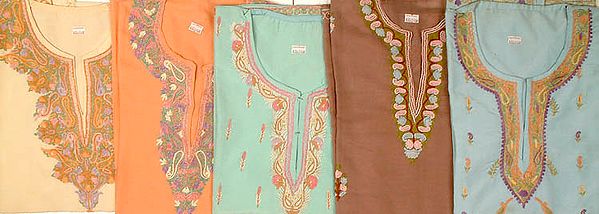 Lot of Five Tops with Aari Embroidery from Kashmir