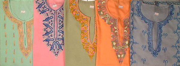 Lot of Five Tops with Aari Embroidery from Kashmir