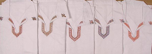 Lot of Five White Tops with Kashmiri Aari Embroidery