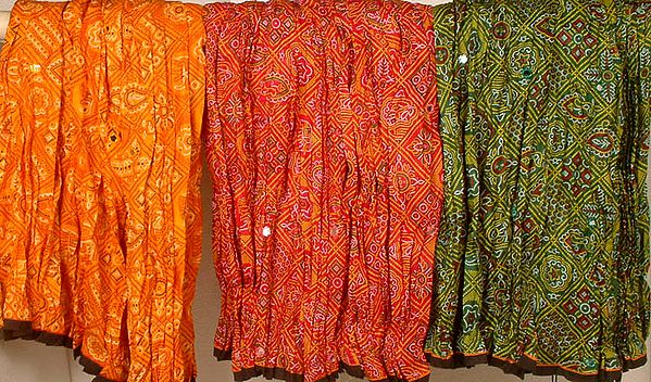 Lot of Three Gypsy Skirts with Chunri Print and Mirrors