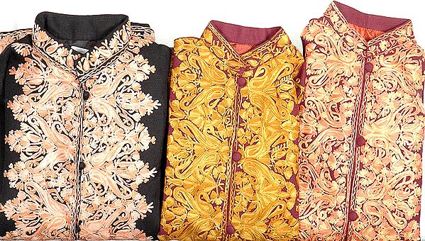 Lot of Three Jackets with Aari Embroidery from Kashmir