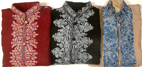 Lot of Three Jackets with Aari Embroidery from Kashmir