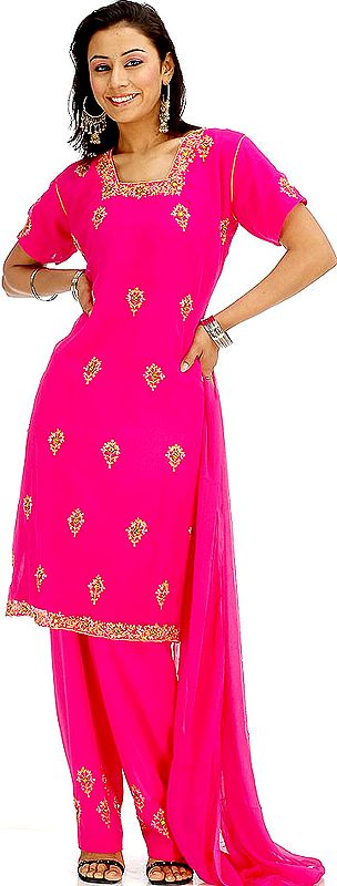Magenta Salwar Suit with Embroidery and Sequins