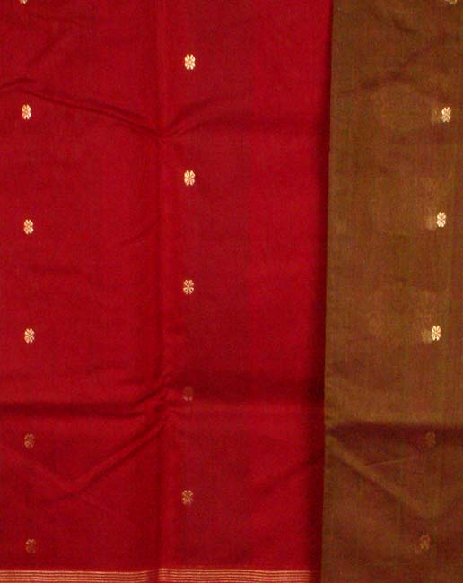 Maroon and Henna-Green Chanderi Suit