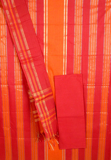 Maroon and Orange Coimbatore Cotton Suit