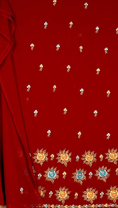 Maroon Salwar Suit with Parsi Embroidery