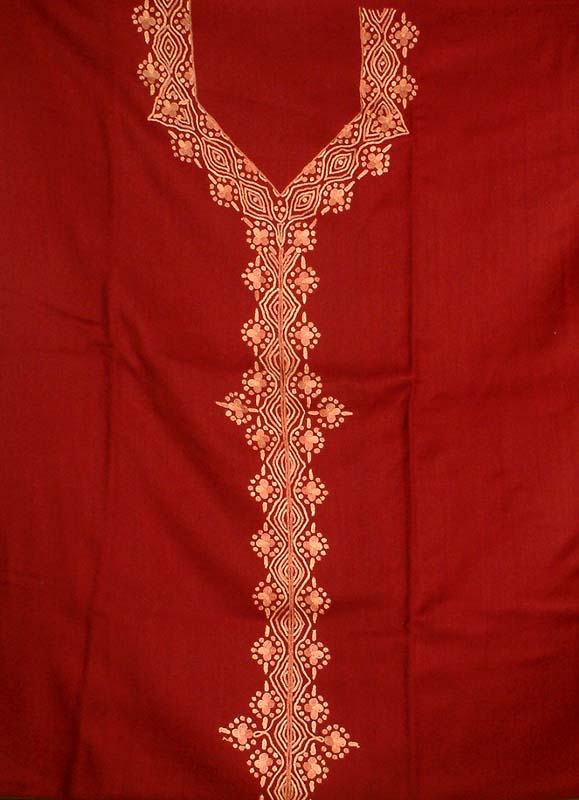 Maroon Two-Piece Suit from Kashmir with Aari Embroidery