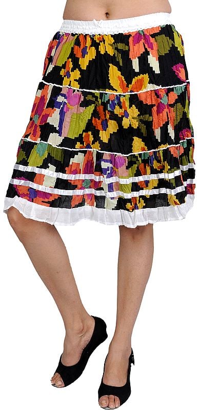 Multi-Color Short Skirt with Floral Print
