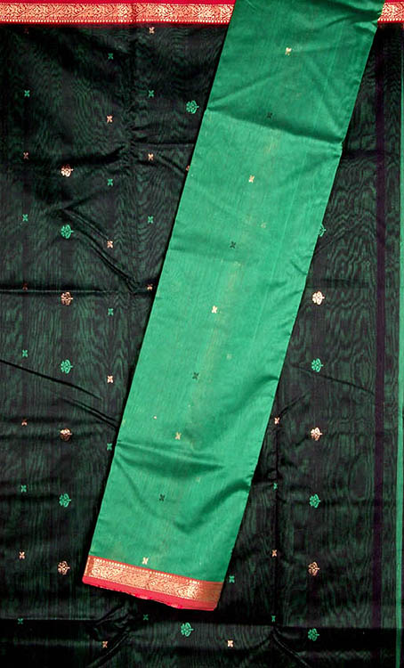 Myrtle-Green Chanderi Suit with Bootis Woven All-Over