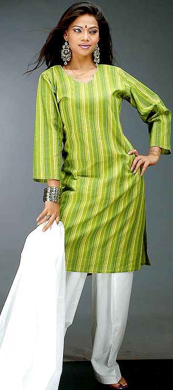 Olive Green Suit with White Salwar