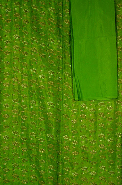 Olive-Green Banarasi Suit with All-Over Thread Weave