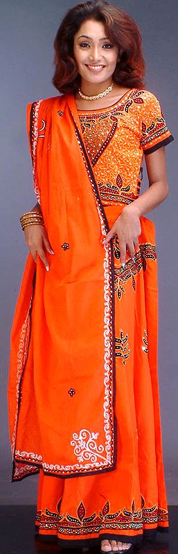 Orange Lehenga Choli from Gujarat