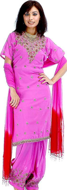 Orchid Salwar Kameez with Beads and Embroidery