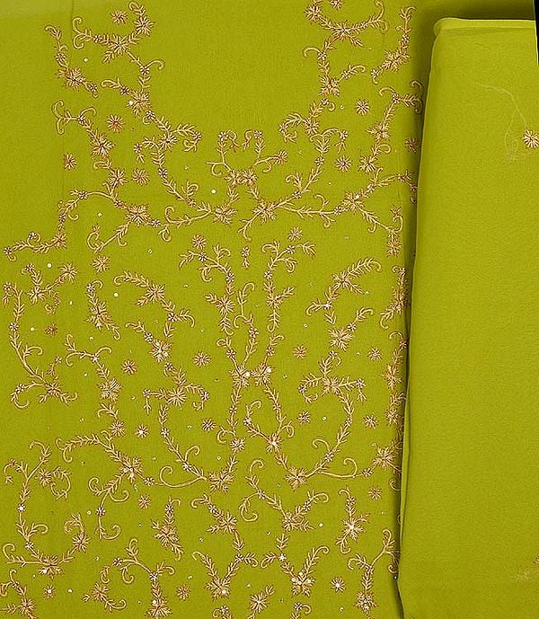 Pear-Green Suit with Sequins and Floral Embroidery