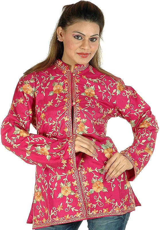 Persian-Rose Jacket with Floral Embroidery All-Over