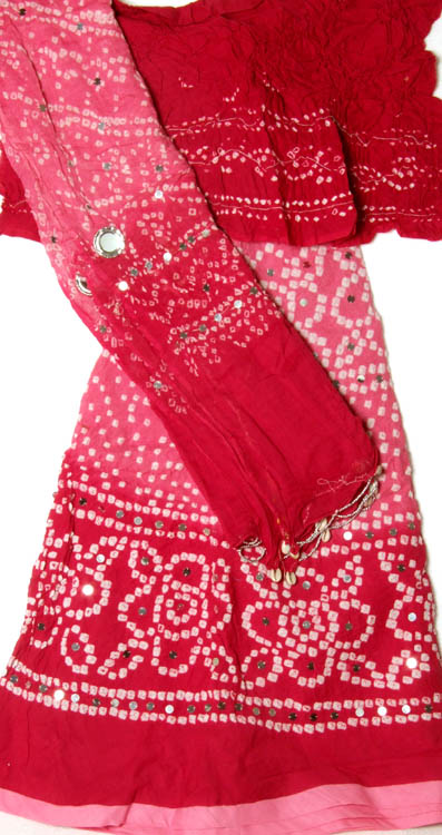 Pink Bandhani Lehenga Choli with Sequins