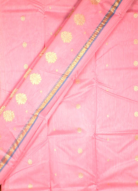 Pink Chanderi Suit with All-Over Golden Bootis