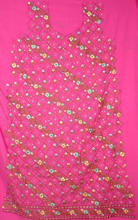 Pink Salwar Kameez Suit with Persian Floral Embroidery