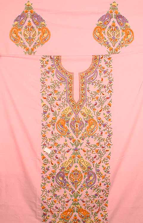 Pink Suit with Aari Embroidery from Kashmir