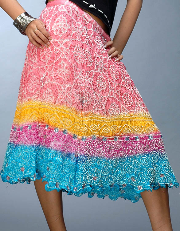 Pure Silk Bandhini Skirt
