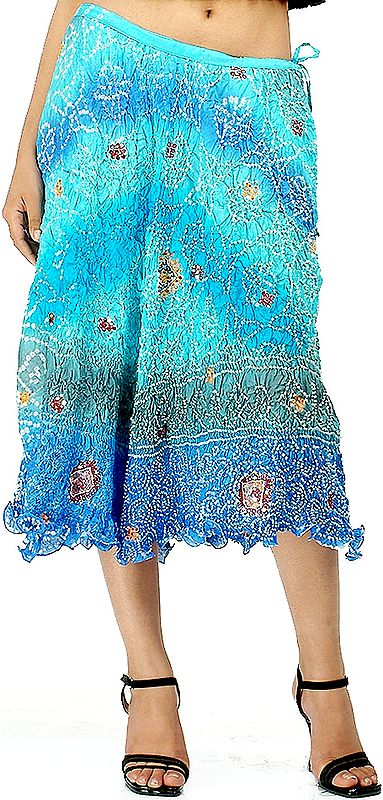 Pure Silk Bandhini Skirt with Mirrors