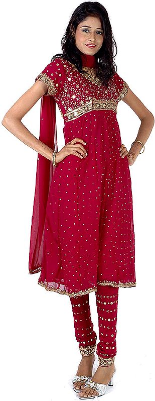 Purple Anarkali Suit with Embroidery and Beads All-Over