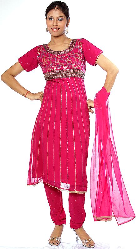 Purple Anarkali Suit with Sequins and Beadwork