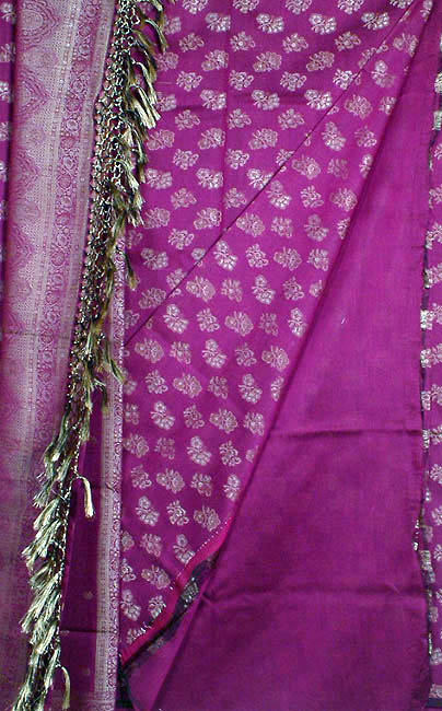 Purple Banarasi Suit with All-Over Golden Thread Weave