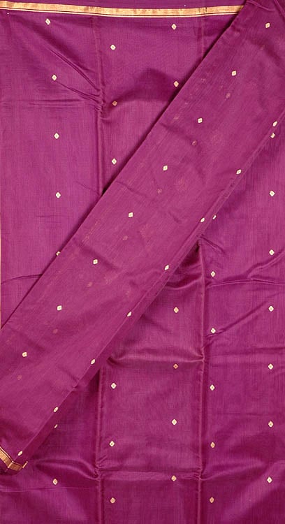 Purple Chanderi Suit with Golden Bootis