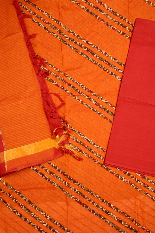 Rust and Maroon Salwar Kameez Fabric from Gujarat