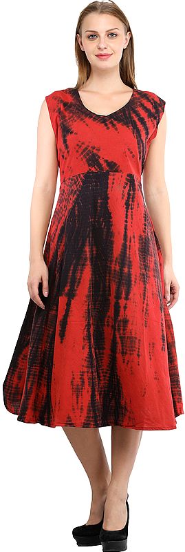 Bittersweet-Red and Plum-Perfect Batik Dyed Dress with Dori on Back
