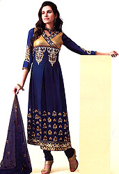 Designer Choodidaar Kammeez Suit with Embroidered Sequins on Bust