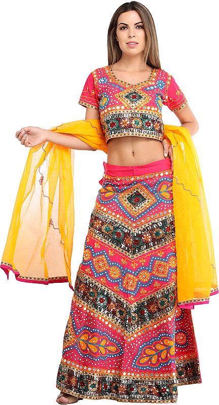 Lehenga Choli from Jodhpur with Hand-Embroidered Beads and Sequins