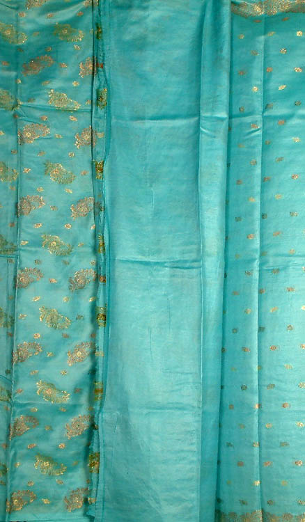 Sky-Blue Salwar Suit with Jaal Weave