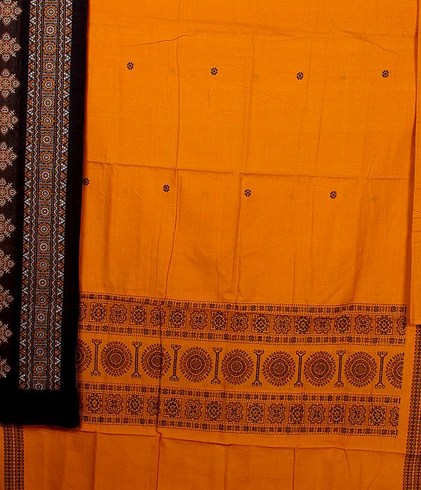 Amber Bomkai Salwar Kameez Fabric Hand-woven in Orissa