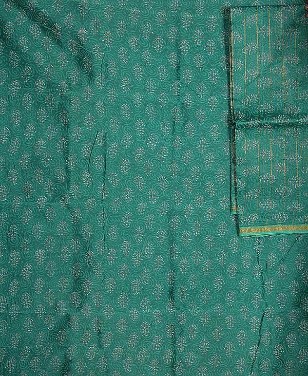 Sea-Green Chanderi Suit with All-Over Printed Flowers