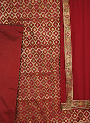 Maroon Banarasi Suit with All-Over Brocaded Bootis and Jaal Weave