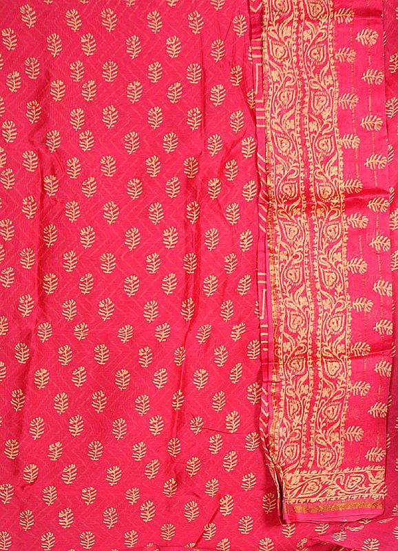 Magenta Chanderi Suit with All-Over Printed Bootis