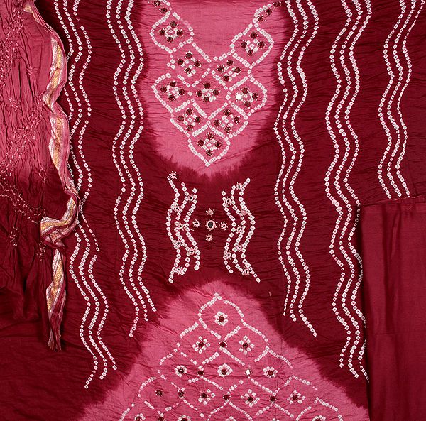 Plum Shaded Bandhani Tie-Dye Suit from Gujarat