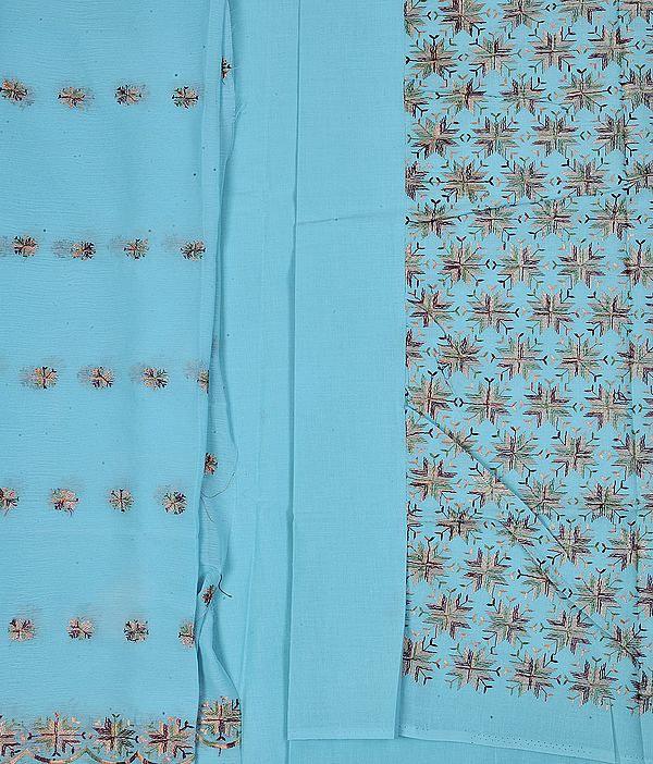 Phulkari Salwar Kameez Fabric From Punjab with Aari Embroidery