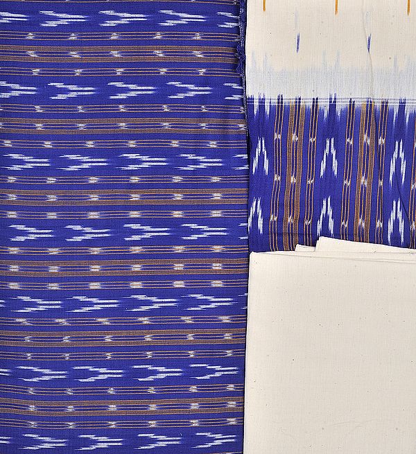 Blue Iris Salwar Kameez Fabric from Pochampally with Ikat Weave